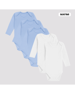 Mafimi Pamučni Bodići Dugi rukav set od 5 - 3 plava, 2 bela - P-122856