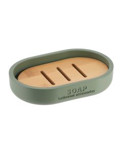 TENDANCE Posuda za sapun poliresin zelena/bamboo - 64101149