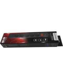 GEMBIRD Produžni kabl sa zaštitom, 5 utičnica SPG5-B-10(3G1.5), 5V/3.1A USB-A+C 16A/3500W, 3m - 47076