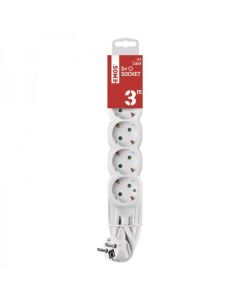 EMOS Produžni kabl sa pet utičnica 3m PP/J 3x1.5, bela - EMOP0523R