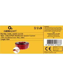 GEMBIRD Kabl za zvučnike KABL-AUDIO-2X2.50, mikrofon, napajanje, 2x2.5mm, 100m, crno/crveni - 47157