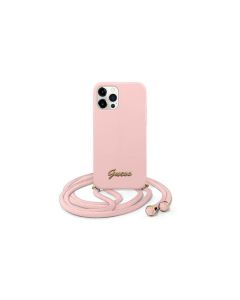GUESS Futrola za iPhone 12/12 Pro pink Metal Logo Cord - GSM117990