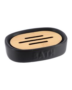 TENDANCE  Keramička posuda za sapun 12.5x9.5x3.2cm Dolomit bath, bambus/crna - 6493237