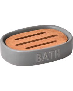 TENDANCE Posuda za sapun Dolomit bath 12,5x9,5x3,2 cm keramika/bambus siva