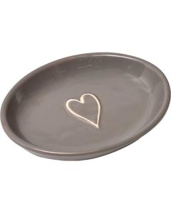 TENDANCE Posuda za sapun Srce 12x9x2,5 cm keramika, siva - 6499165