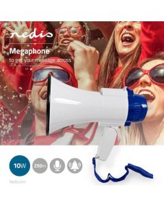 NEDIS Megafon MEPH150WT, 115dB, max.250m ugrađena sirena i funkcija snimanja, plava/bela - 47335