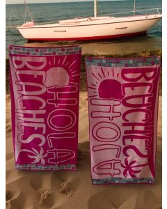 Plažni peškir Pink Hola Beaches 86x160cm - VLK000668-pinkhola