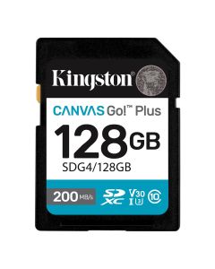 KINGSTON SD Card 128GB, Canvas Go! Plus, SDXC Class10 UHS-1 U3 V30, Read up to 200MB/s, Write up to 100MB/s, for 4K and FullHD video recording