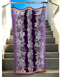VIKTORIJA Plažni Peškir Hibiscus Purple – 100 x 178 cm | 100% Pamuk - VLK000680-h.p.