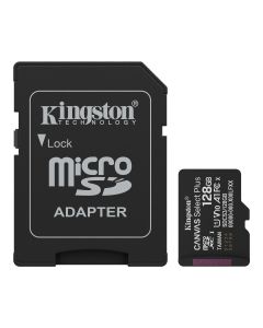KINGSTON MicroSD 128GB, Canvas Select Plus, Class 10 UHS-I U1 V10 A1, Read up to 150MB/s, w/SD adapter
