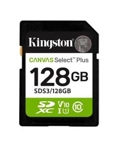 KINGSTON SD Card 128GB, Canvas Select Plus, SDHC Class10 UHS-1 U1 V10, up to 150MB/s read