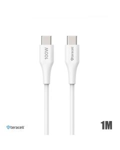 Data kabl Teracell Plus 100W PD Type C na Type C beli 1m