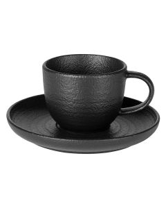 Castelli Set 2 keramičke šolje sa tacnama Tribeca, Teksturna glazura, 2 × 180ml, Crne