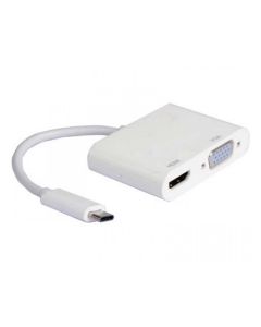 E-GREEN Adapter USB 3.1 tip C (M) - HDMI + VGA (F) beli - 70688