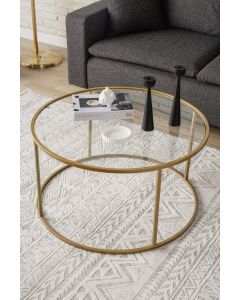 HANAH HOME Klub sto Berlin, zlatna/staklo - 706CLN1136