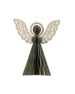 DEKOR DOM Novogodišnja dekoracija 15cm Papirni anđeo 709228, siva - 043382-1