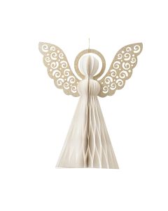 DEKOR DOM Novogodišnja dekoracija 20cm Papirni anđeo 709256, bela - 043385