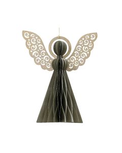 DEKOR DOM Novogodišnja dekoracija 20cm Papirni anđeo 709260, siva - 043386