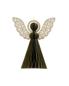 DEKOR DOM Novogodišnja dekoracija 20cm Papirni anđeo 709261, zelena - 043387-1