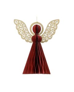 DEKOR DOM Novogodišnji papirni ukras Anđeo 20cm 709263, crvena/zlatna - 043388