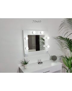 DURA Ogledalo za Šminkanje sa Ramom 70x60 sa 6 LED sijalica MakeUp Mirror Kozmetičko Frizer - DURA1306