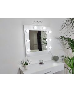 DURA Ogledalo za Šminkanje sa Ramom 70x70 sa 8 LED sijalica MakeUp Mirror Kozmetičko Frizer - DURA1305