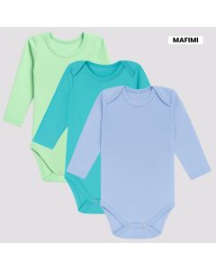 Mafimi Pamučni Bodići Dugi rukav set od 3 - mint, tirkiz, plava - P-123156