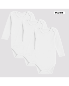 Mafimi Pamučni Bodići Dugi rukav set od 3 - bela - P-123256