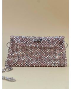 AZIBI Ženska torba od kristalnih perli NOIR maxi, sivo-roze