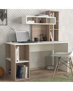 HANAH HOME Radni sto sa policama Coral, bela/svetlobraon