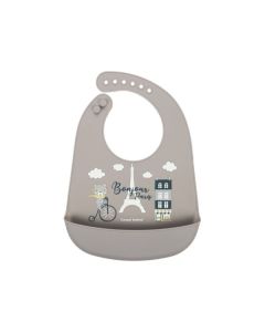 CANPOL Portikla silikonska sa džepom Bonjour Paris 74/027 -navy beige - 74-027_bei