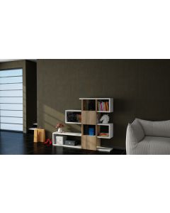 HANAH HOME Polica za knjige Karlin, bela/braon - 745DCD3608