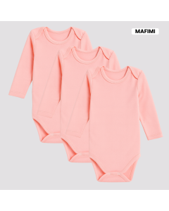 Mafimi Pamučni Bodići Dugi rukav set od 3 - kajsija - P-123456