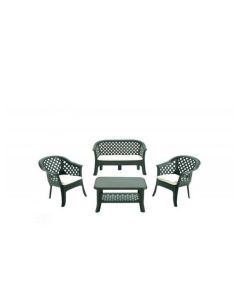 Green Bay VERANDA Baštenski set sto + 2 stolice + dvosed zeleni - 75114