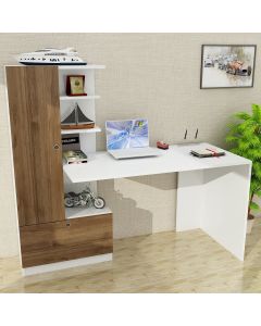 HANAH HOME Radni sto sa policama Domingos, bela/braon