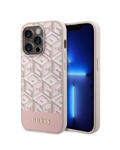 LICENSED GUESS GUESS Futrola za iPhone 14 Pro GCUBE PU STRIPES PINK MagSafe - GUHMP14LHGCFSEP