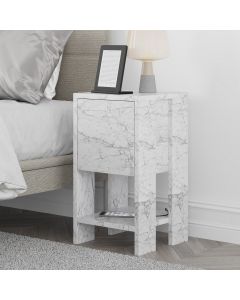 HANAH HOME Noćni ormarić Ema, mermer bela