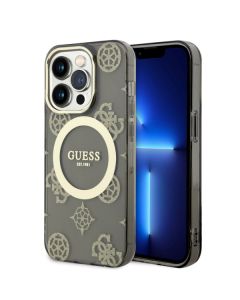 LICENSED GUESS GUESS Futrola za iPhone 14 Pro IML GLITTER PEONY GOLD BLACK MagSafe - GUHMP14LHMPGSK