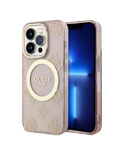 LICENSED GUESS GUESS Futrola za iPhone 14 Pro IML GLITTER PEONY GOLD PINK MagSafe - GUHMP14LHMPGSP