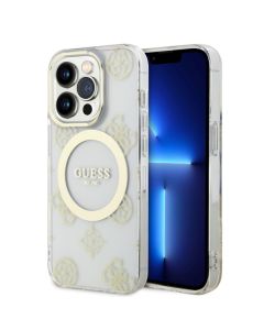 LICENSED GUESS GUESS Futrola za iPhone 14 Pro IML GLITTER PEONY GOLD TRANSPARENT MagSafe - GUHMP14LHMPGST