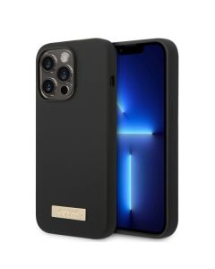 LICENSED GUESS GUESS Futrola za iPhone 14 Pro Max LIQ. SILICONE LOGO PLATE BLACK MagSafe - GUHMP14XSBPLK