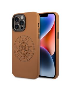LICENSED KARL LAGERFELD Karl Lagerfeld Futrola za iPhone 14 Pro Max PU LEATHER PERFORATED LOGO CAMEL - KLHCP14XFWHC