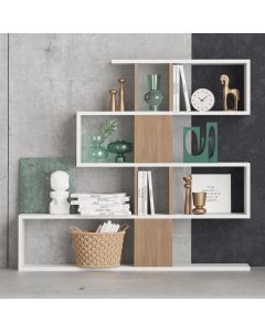 HANAH HOME Polica za knjige Karlin, bela/braon - 793ELG3601