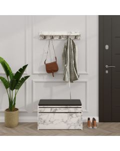 HANAH HOME Cipelarnik sa čivilukom Boby, mermer bela