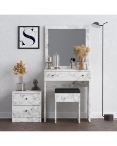 HANAH HOME Sto za šminkanje Nice, mermer bela