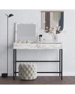 HANAH HOME Sto za šminkanje Linda, mermer bela