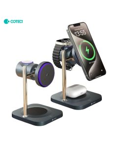 Wireless punjac Coteci BS-025 3u1 za mobilni telefon/slusalice/pametni sat crni