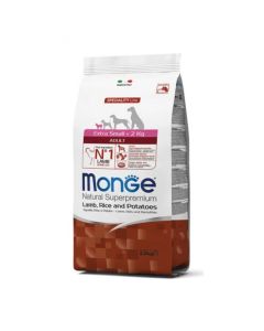 MONGE Hrana za pse jagnjetina, pirinač i krompir EX.SMALL ADULT 2.5KG - 8009470011488