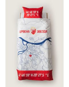 CRVENA ZVEZDA Jorganska navlaka i jastučnica 140x200cm, mapa grada - 801-set.mapagrada