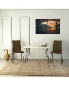 HANAH HOME Trpezarijski sto Sandalf, bela/mermerna - 801CMY2939